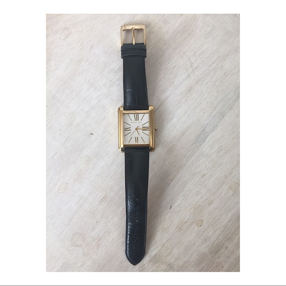 Michael Kors Black Leather Watch